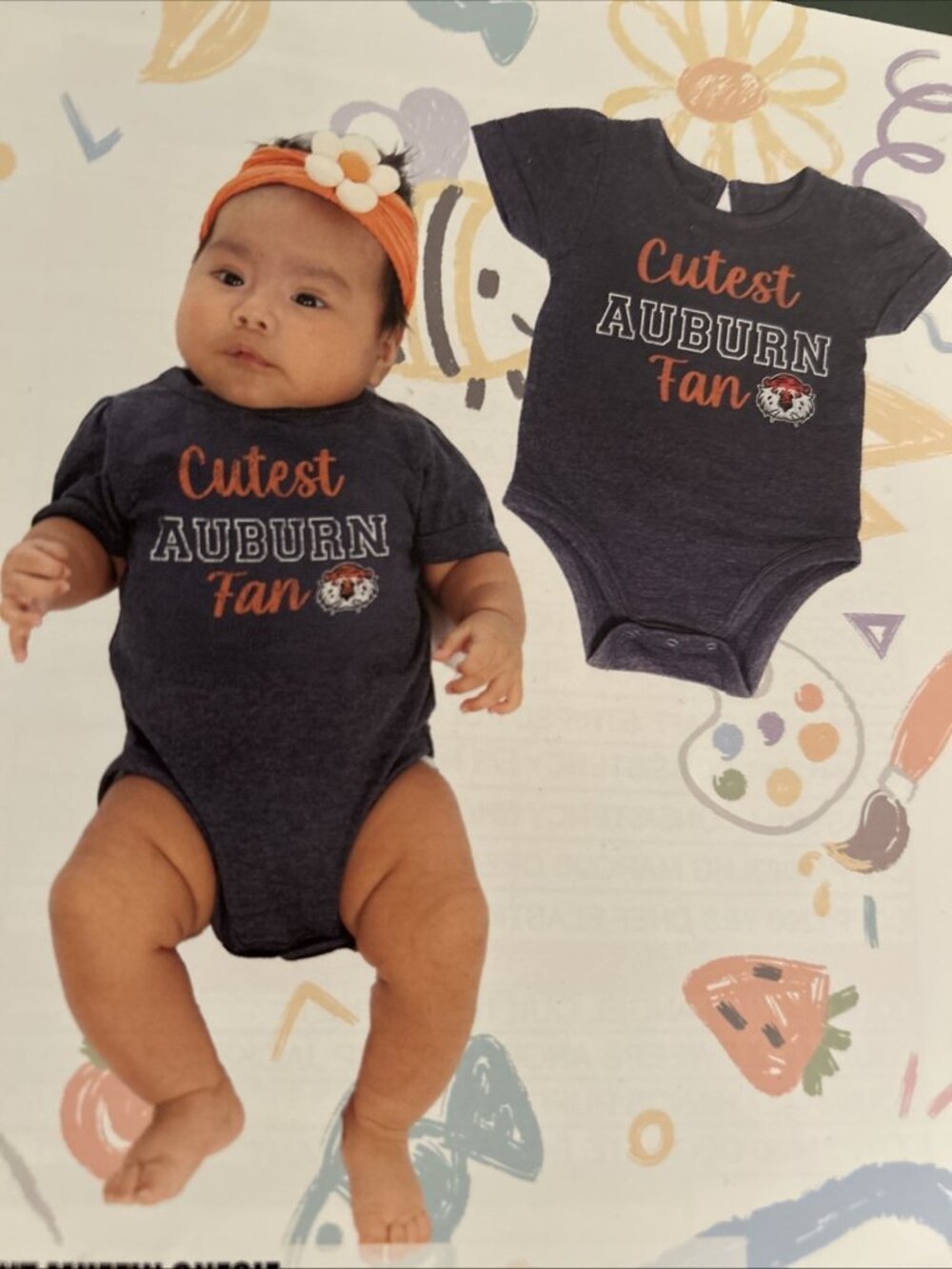 Auburn University AU Tigers Colosseum Snap Shirt One Piece Infant 6-12 New